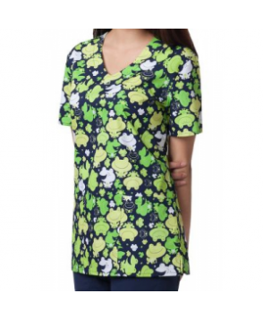 Zoe + Chloe Just Hoppin Around v-neck print scrub top - Just Hoppin Around 