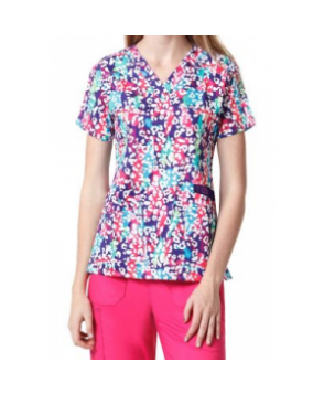 WonderFlex Grape Gatsby v-neck print scrub top - Grape Gatsby 