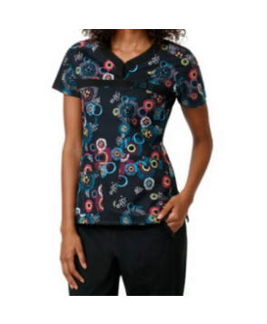 WonderFlex Festival Season y-neck print scrub top - Festival Season 