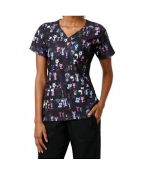 WonderWink Four-Stretch Wuff Waggin' crossover print scrub top - Wuff Waggin 