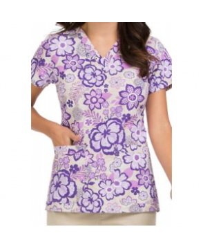 MC by Med Couture Niki Easy Breezy v-neck print scrub top - Easy Breezy 