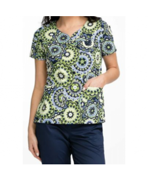 MC by Med Couture  Lexi Toss and Turn notch neck print scrub top - Toss and Turn 