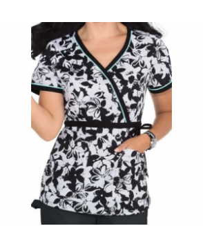 Koi Kathryn Evening Floral mock wrap print scrub top - Evening Floral 