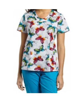 White Cross Prism Takes Flight print scrub top - Prism Takes Flight 