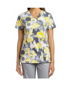 White Cross Early Dawn mock wrap print scrub top - Early Dawn 