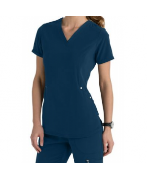 Beyond Scrubs Active Charli v-neck 3-pocket scrub top - Navy 