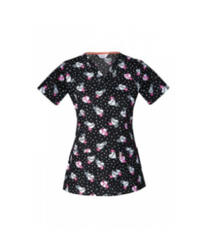 Code Happy Love and Courage print scrub top with Certainty ove and Courage 