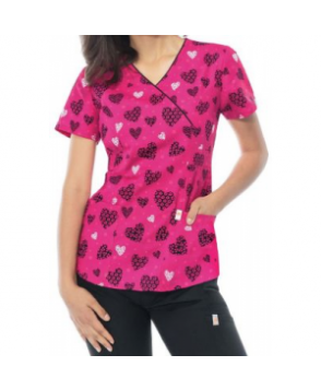 Code Happy Hello Sweetheart print scrub top with Certainty - Hello Sweetheart 