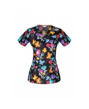 Code Happy Paint A Posy print scrub top with Certainty - Paint A Posy 