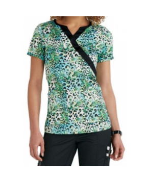 Beyond Scrubs Fern mock wrap print scrub top - Fern Pool 