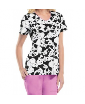 Cherokee Runway Panda-Rama print scrub top - Panda Rama 