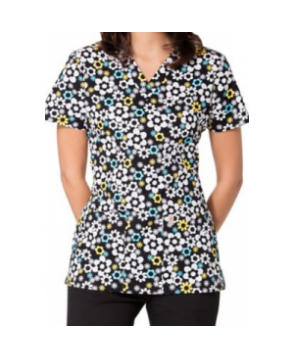 Code Happy Its Flower Never print scrub top with Certainty - Its Flower Never 
