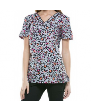 Dickies EDS Let There Be Leopard print scrub top et There Be Leopard 