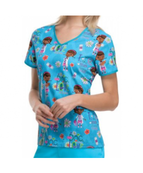 Cherokee Tooniforms McStuffins TLC print scrub top cStuffins TLC 