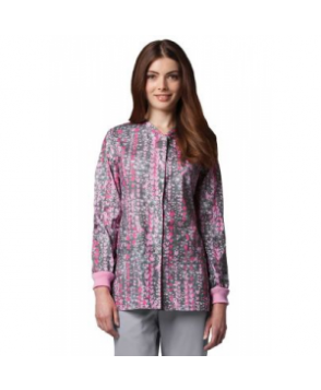 Greys Anatomy Have A Heart snap front print scrub jacket - Have A Heart 