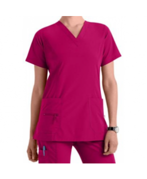 Peaches Enzyme Washed Doo-Dad v-neck scrub top - Boysenberry 