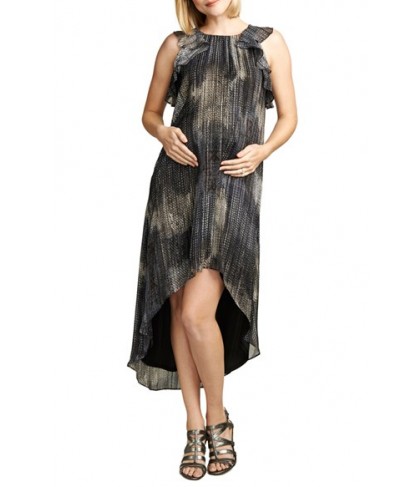 Maternal America Ruffle Chiffon High/low Maternity Dress