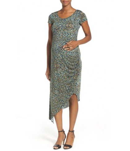 The Urban Ma Print Side Ruched Maternity Dress