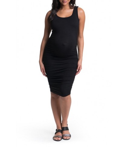 Bun Maternity Ruched Midi Tank Maternity Dress