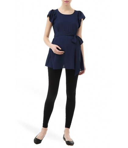 Kimi And Kai 'Quinn' Flutter Sleeve Belted Maternity Top