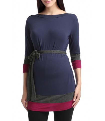 Kimi And Kai 'Aurora' Colorblock Three Quarter Sleeve Maternity Top