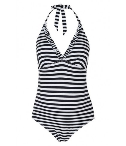 Topshop Stripe Frill One-Piece Maternity Swimsuit