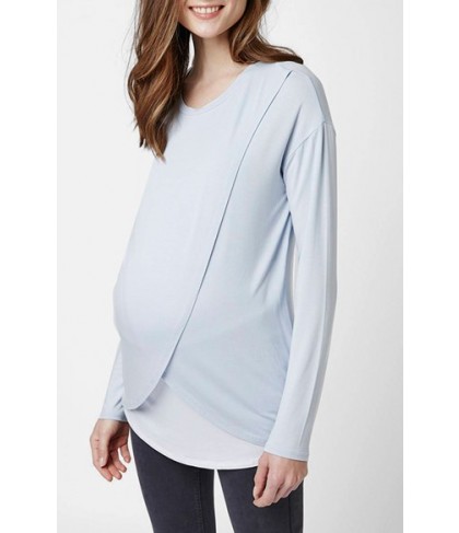Topshop Long Sleeve Maternity/nursing Top - Blue