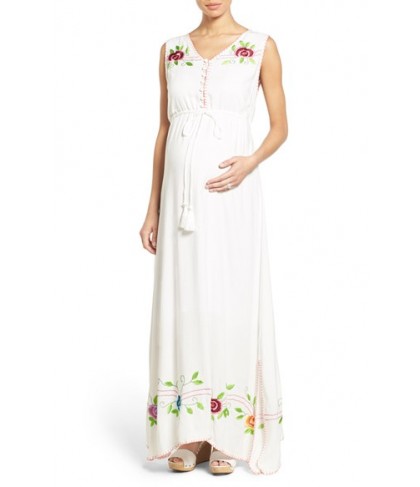 Fillyboo 'Banjo' Embroidered Maternity Maxi Dress