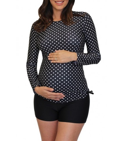 Mermaid Maternity Polka Dot Long Sleeve Maternity Rashguard