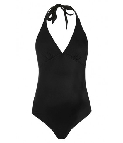 Topshop Solid Halter One-Piece Maternity Swimsuit- Black