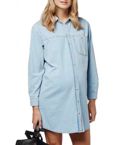 Topshop 'Elton' Chambray Maternity Shirtdress - Blue