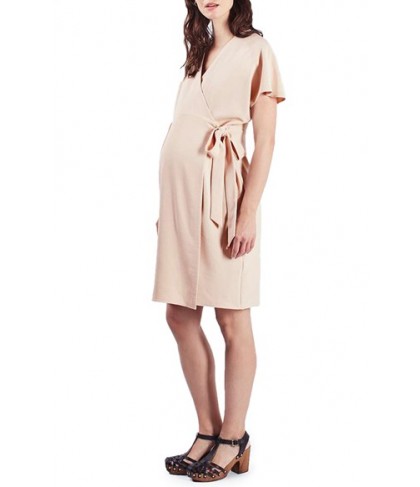 Topshop Wrap Maternity Midi Dress- Beige