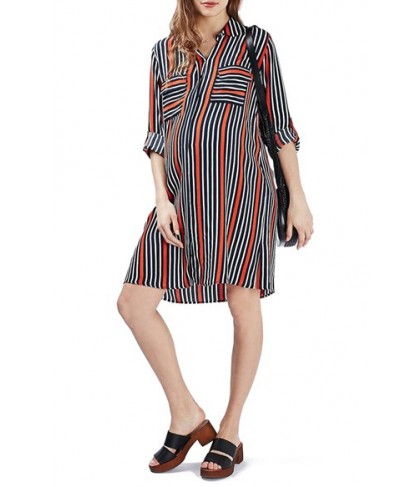 Topshop Stripe Oversize Maternity Shirtdress - Blue