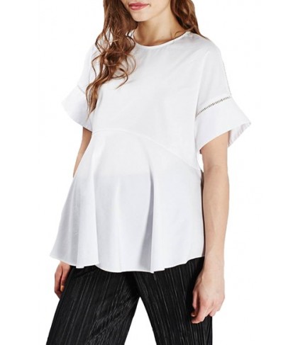 Topshop Ladder Stitch Peplum Maternity Blouse - White