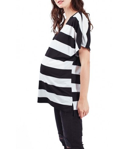 Topshop Rugby Stripe V-Neck Maternity Tee - Black