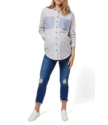 Topshop Patch Pocket Stripe Maternity Shirt