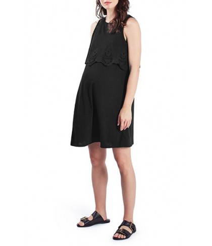 Topshop Cutwork Popover Maternity Dress- Black