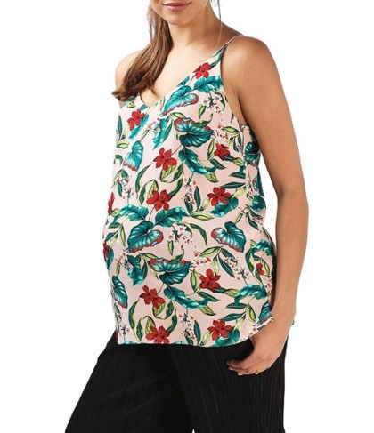 Topshop Tropical Palm Print Maternity Camisole- Pink