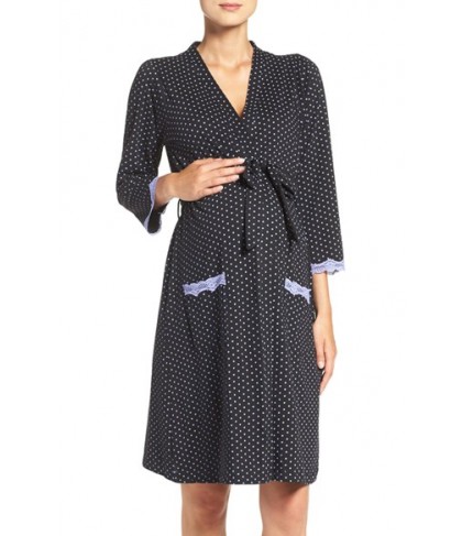 Belabumbum 'Dottie' Cotton Maternity Robe Black