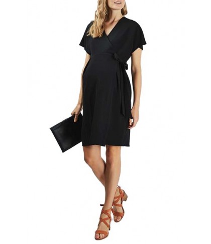 Topshop Wrap Maternity Midi Dress - Black