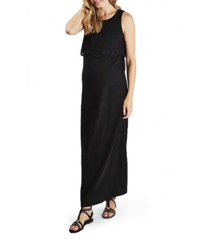 Topshop Cutwork Overlay Maternity Maxi Dress - Black