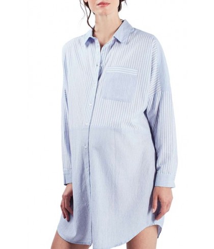 Topshop Stripe Maternity Sleep Shirt- Blue