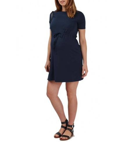 Topshop Waist Tie Maternity T-Shirt Dress- Blue