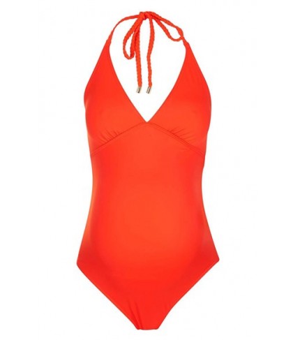 Topshop Solid Halter One-Piece Maternity Swimsuit - Coral