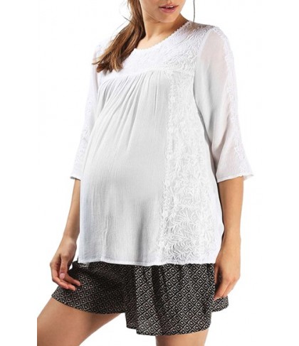 Topshop Embroidered Maternity Peasant Top - White