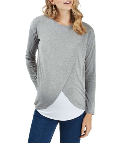 Topshop Long Sleeve Maternity/nursing Top - Grey