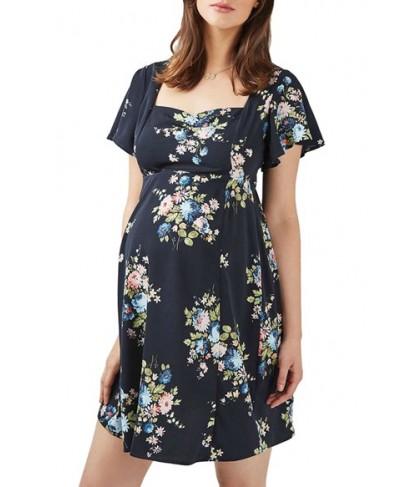 Topshop Floral Maternity Tea Dress - Blue