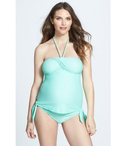 Maternal America Maternity Tankini Top & Bottoms/green