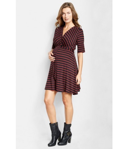 Maternal America Stripe Tie Front Maternity/nursing Dress