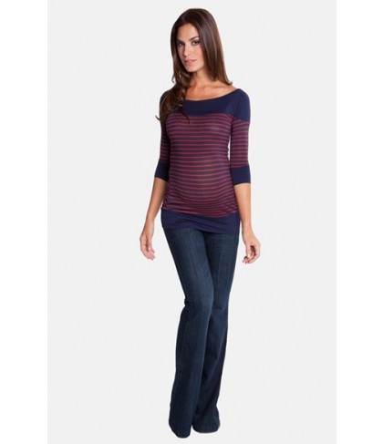 Olian Striped Slim Fit Maternity Tee